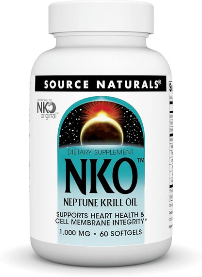 Source Naturals NKO Neptune Krill Oil, Supports Heart Health and Cell Membrane Integrity*, 1,000 mg - 60 SoftGels