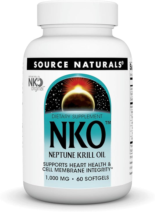 Source Naturals NKO Neptune Krill Oil, Supports Heart Health and Cell Membrane Integrity*, 1,000 mg - 60 SoftGels