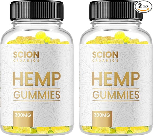 Hemp Gummies - Improve Joint Health - Natural Raspberry Flavor-Chewable Vitamins for Adults-30 Gummies-2 Pack