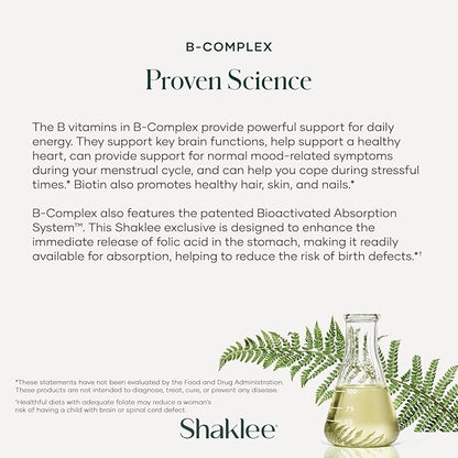 Shaklee - B-Complex- The Ultimate Energy Boost with Patented Bioactivated Absorption System™ - B Vitamins for Enhanced Well-Being - Supports Energy, Cardiovascular, and Brain Health - 240 Tablets