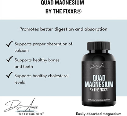 Quad Magnesium by Dr. Amie | 4 Forms of Magnesium 500 mg per Serving | Formulated with Aquamin to Help with Digestion and Absorption | 30 Day Supply, 60 Capsules