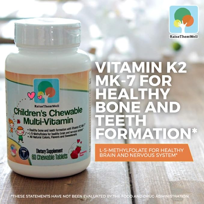 Tasty Chewable Kids Multivitamin, All-Natural Colors, Flavors & Sweeteners, Daily Essential Vitamins for Children, Easy-to-Chew Vitamins, Strawberry