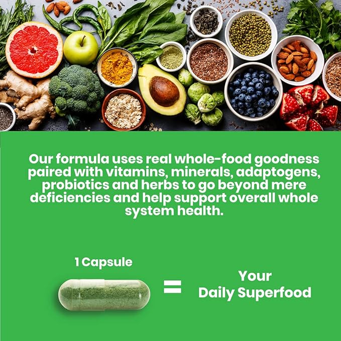 Paradise Herbs Earth's Blend Once Daily Multivitamin for Men, No Iron, 48 Organic Superfoods, Probiotics, Antioxidants, Vitamins A, B12, C, D, K2, 30 Count