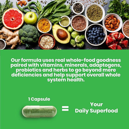 Paradise Herbs Earth's Blend Once Daily Multivitamin for Men, No Iron, 48 Organic Superfoods, Probiotics, Antioxidants, Vitamins A, B12, C, D, K2, 30 Count