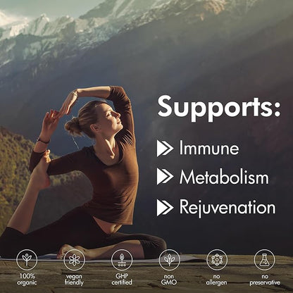 Organic Shilajit with Fulvic Acid, Humic Acid, 85+ Minerals- Gold Grade Plus - Same as Resin - Energy, Stamina, Brain Support - 120 Capsules - Made in The USA