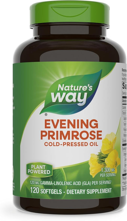 Nature's Way Evening Primrose Oil, Cold Pressed, 120 mg GLA per Serving(1), 120 Softgels (Packaging May Vary)