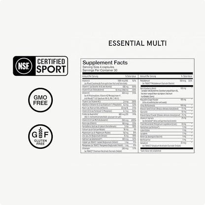 Momentous Essential Multivitamin for Women and Men - Complete Vitamin and Mineral Complex for Athletes & Wellness Enthusiasts - GMO-Free, Gluten Free, 30 Servings