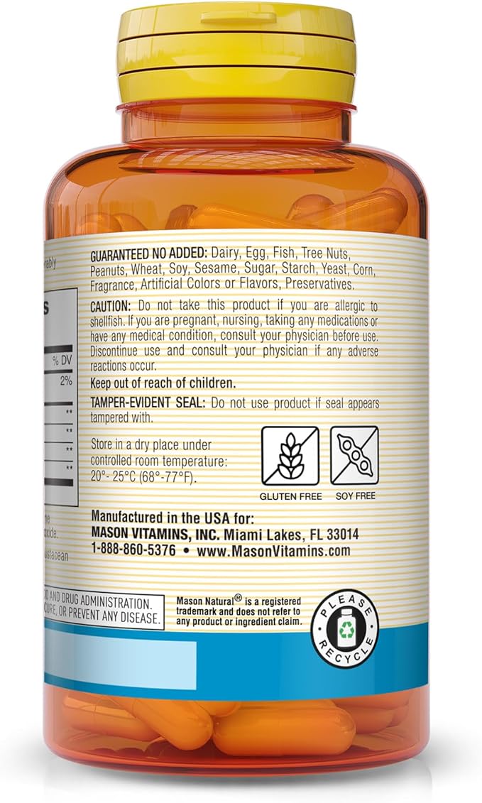 MASON NATURAL Glucosamine Chondroitin with Collagen & Hyaluronic Acid, 45-Day Supply Capsules for Normal Joint, Mobility, Flexibility, & Aging Support