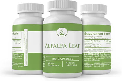 Pure Original Ingredients Alfalfa Leaf, (100 Capsules) Always Pure, No Additives Or Fillers, Lab Verified