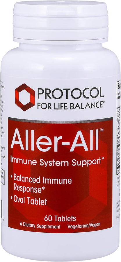 Protocol Aller-All Tablets - Immune System Support* - with Vitamin C, Zinc, Quercetin, Calcium & Bromelain - Kosher & Dairy Free - 60 Tabs