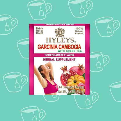 HYLEYS Tea Garcinia Cambogia Green Tea with Pomegranate Flavor - 25 Tea Bags (12 Pack - 300 Tea Bags Total)