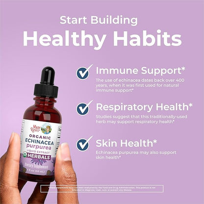 MaryRuth Organics Herbal Supplement Drop | Immune Support | USDA Echinacea Purpurea Liquid | Immune Support | Skin Health | Vegan | Non-GMO | Gluten Free | 1 Fl Oz