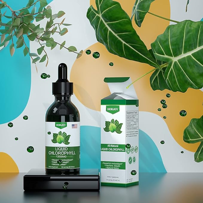 Chlorophyll Liquid Drops - 100% Natural Energy Booster and Immune Support - Internal Deodorant and Detox - Altitude Sickness Relief - Fast Absorption, Vegan & Non-GMO - 120 Servings (Pack of 2)