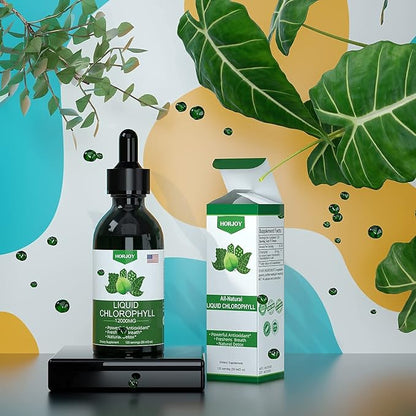 Chlorophyll Liquid Drops - 100% Natural Energy Booster and Immune Support - Internal Deodorant and Detox - Altitude Sickness Relief - Fast Absorption, Vegan & Non-GMO - 120 Servings (Pack of 2)