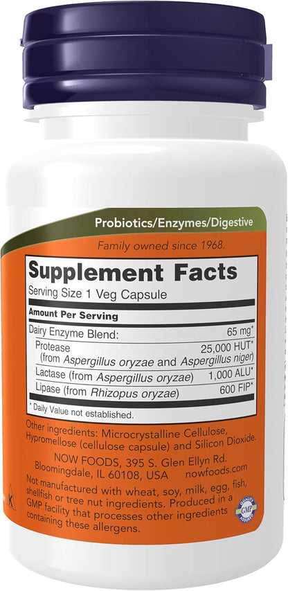 NOW Foods Supplements, Dairy Digest Complete, Digests Lactose, Dairy Proteins and Fats*, Dairy Tolerance Enzymes*, 90 Veg Capsules