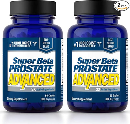 Advanced – Prostate Support Supplement for Men's Health, Promote Sleep, Support Bladder Emptying, Beta Sitosterol (120 Caplets, 2- Pack)