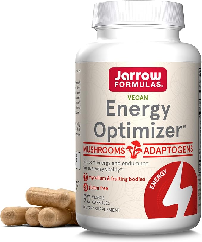 Jarrow Formulas Energy Optimizer with Cordyceps, Reishi, Lion’s Mane, Shiitake, King Trumpet, and Turkey Tail Mushrooms, Dietary Supplement with Ashwagandha, 90 Veggie Capsules, 30 Day Supply
