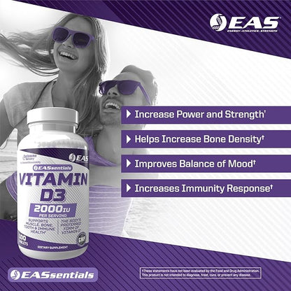 Vitamin D3 2000 IU | Supports Muscle, Bone, Tooth, & Immune Health | Gluten Free, Non GMO | Better Absorption with Cyclosome Delivery | 100 Tablets