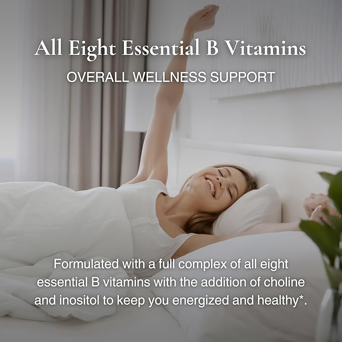 Vitamin B Complex | Contains All 8 Essential B Vitamins | with Choline and Inositol | 60 Capsules