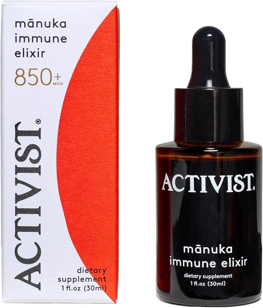 ACTIVIST Manuka Immune Elixir | Raw Mānuka Honey 850+MGO, Elderberry, Deionized Water | Dietary Supplement (30 mL | 1 fl oz)