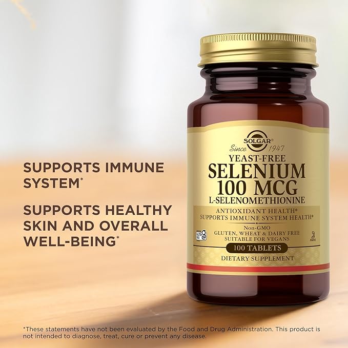 Solgar Yeast-Free Selenium 100 mcg - 100 Tablets, Pack of 4 - Supports Antioxidant & Immune System Health - Non-GMO, Gluten Free, Dairy Free, Kosher - 400 Total Servings