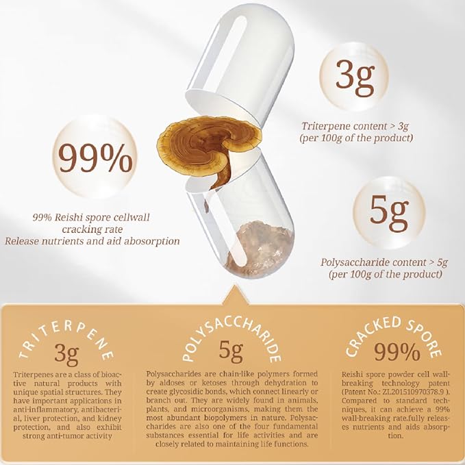 CheezhengHimalaya Reishi Mushroom, Organic Daily Supplements, Immune Support and Longevity - Vegan, Gluten-Free, Non-GMO, Tibetan Natural Herbal Supplement - 120 Capsules, 1400 mg