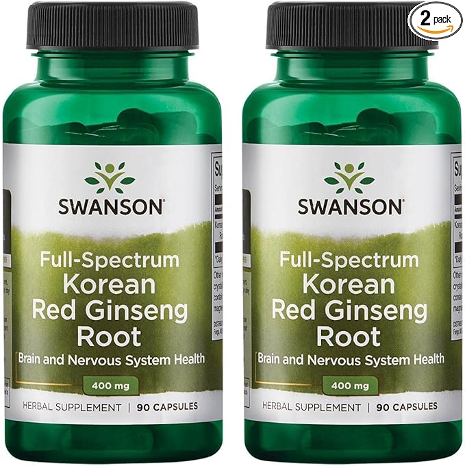Swanson Full-Spectrum Korean Red Ginseng Root 400 Milligrams 90 Capsules (2 Pack)