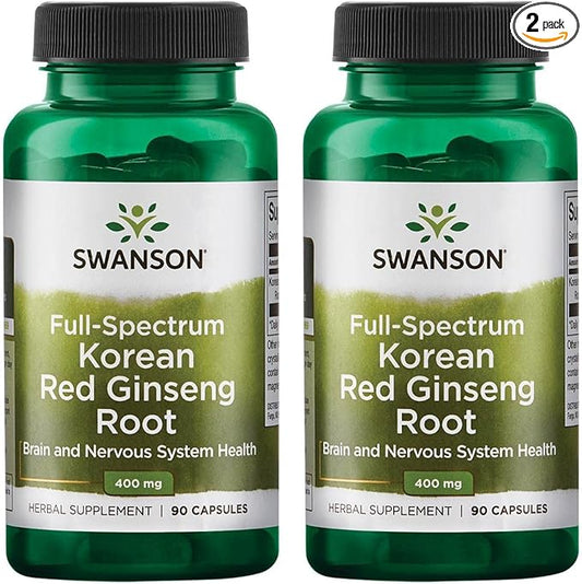 Swanson Full-Spectrum Korean Red Ginseng Root 400 Milligrams 90 Capsules (2 Pack)