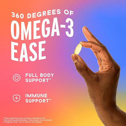 Oceanblue Essentials Everyday Omega 3 – 90 Count – Burpless Fish Oil Supplement with Vitamin D3 – EPA & DHA for Heart and Immune Support – Non-GMO – Tasty Orange Flavor – 3 Month Supply