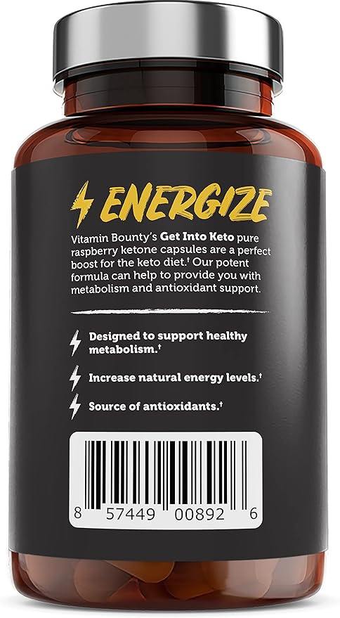 Vitamin Bounty Get Into Keto Pills - Premium Raspberry Ketones, Promotes Ketosis for Women and Men, Supports Keto Diet, Green Tea, Boosts Energy, Non-GMO - 60 Capsules