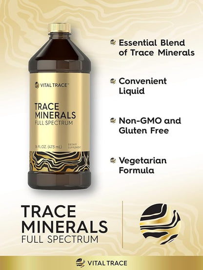 Carlyle Trace Minerals | 16 fl oz | Full Spectrum Minerals Supplement | Vegetarian, Non-GMO and Gluten Free Liquid | by Vital Trace
