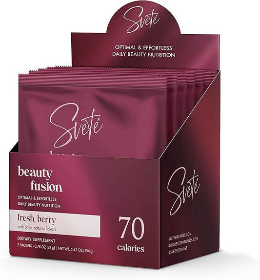 Hydrolyzed Collagen Powder for Women Multi Beauty Superfood with Hyaluronic Acid, Biotin, Vitamin C, Zinc, Probiotics, CoQ10 | Keto Protein | Berry Flavor (7 Single Serve Packets) by Svete