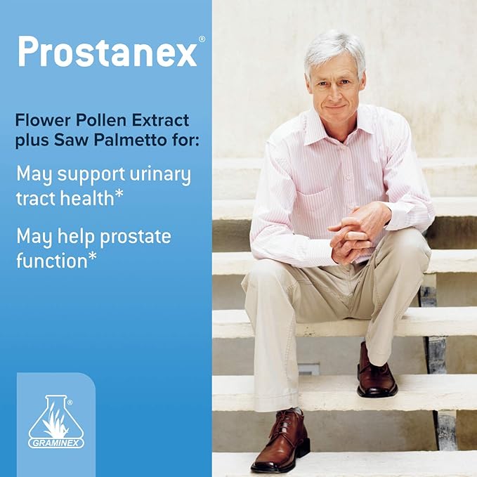 Prostanex - Prostate Health Supplement Flower Pollen Extract, Saw Palmetto - Support for Bladder Control & Urinary Tract Health, Rye Pollen Extract Made in USA, 90 Vegetarian Capsules