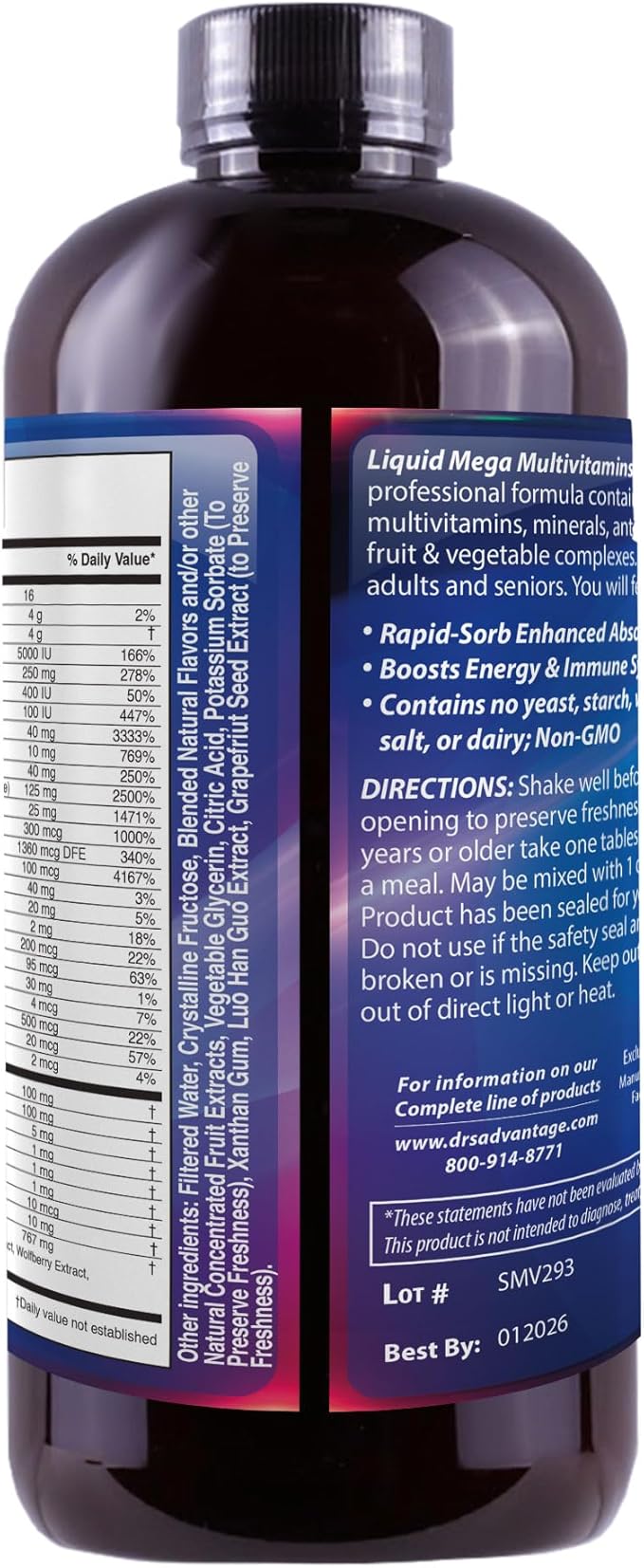 Liquid Mega MultiVitamins & Minerals 16oz. [Health and Beauty]