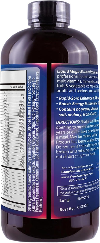 Liquid Mega MultiVitamins & Minerals 16oz. [Health and Beauty]