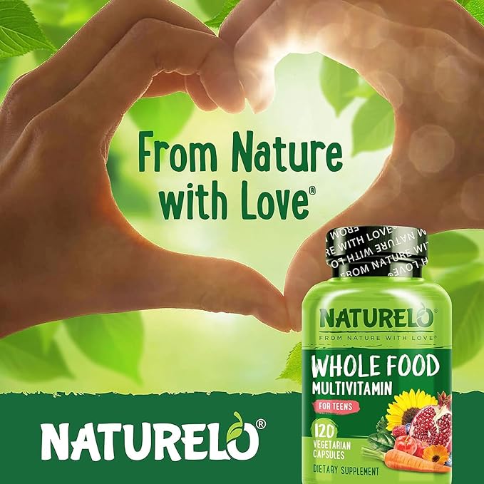 NATURELO Teen Multivitamin - Whole Food Multivitamin - with Minerals for Teenage Boys & Girls - Supplement for Active Kids - Non-GMO - Vegan & Vegetarian - 120 Capsules