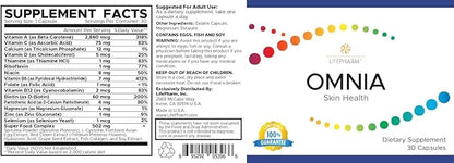 Omnia - Skin, Hair, and Nails Supplement - Triple Acting Complex for Healthy and Glowing Skin - Features a Natural Blend of Vitamins, Minerals, Collagen and Other Superfoods - 30 Capsules
