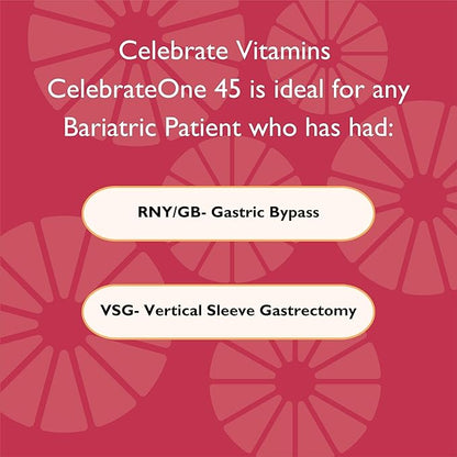 Celebrate Vitamins CelebrateONE 45, 45mg Iron - One A Day Bariatric Multivitamin, Essential Vitamins & Minerals - Gastric Bypass & Sleeve Gastrectomy Supplement (90 Capsules)