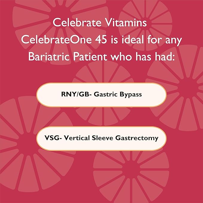 Celebrate Vitamins CelebrateONE 45, 45mg Iron - One A Day Bariatric Multivitamin, Essential Vitamins & Minerals - Gastric Bypass & Sleeve Gastrectomy Supplement (30 Capsules)