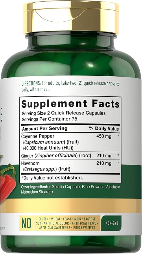 Carlyle Cayenne Pepper Capsules | 40,000 HU | Non-GMO and Gluten Free Supplement