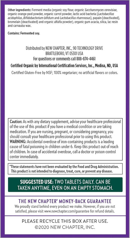 New Chapter Women's Multivitamin, Every Woman, Fermented with Probiotics + Iron + Vitamin D3 + B Vitamins + Organic Non-GMO Ingredients - 48 ct