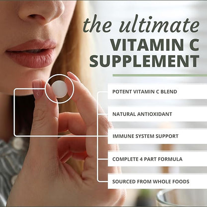 Optimal Health Systems Whole C Chewable | Potent Vitamin C from Whole Foods | Acerola Cherry, Orange Fruit, & Black Currant + Bioflavenoids | 60 Tablets