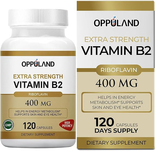 Riboflavin Vitamin B2 Supplement - B-2 Vitamin - Boosts Energy Metabolism & Cellular Function - Daily Nutritional Supplements for Men & Women - 400 mg Capsules - 120 Counts