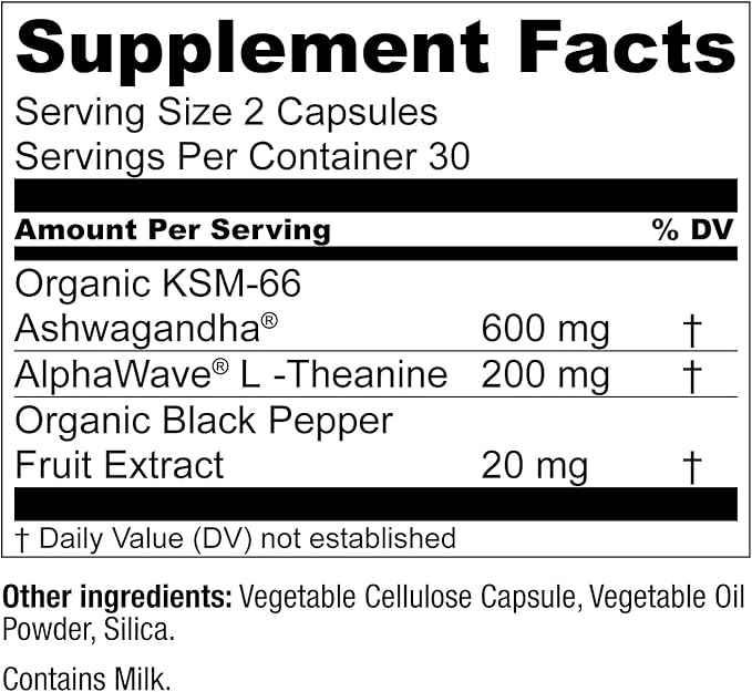 Live Conscious KSM-66 Ashwagandha Supplement w/L Theanine & AlphaWave - ZenWell Everyday Stress Relief, Cognitive, Brain Health - Ashwagandha for Men & Women - 60 Capsules (2-Pack)