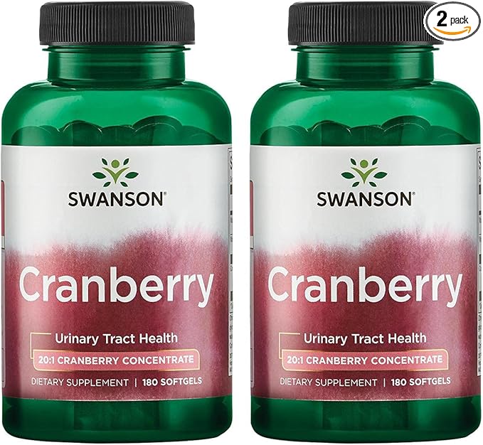 Swanson Cranberry - Supports Urinary Tract Health, Bladder Control & Promotes Healthy Kidney Function - Supplement Made with 20:1 Cranberry Juice Concentrate - (180 Softgels) 2 Pack