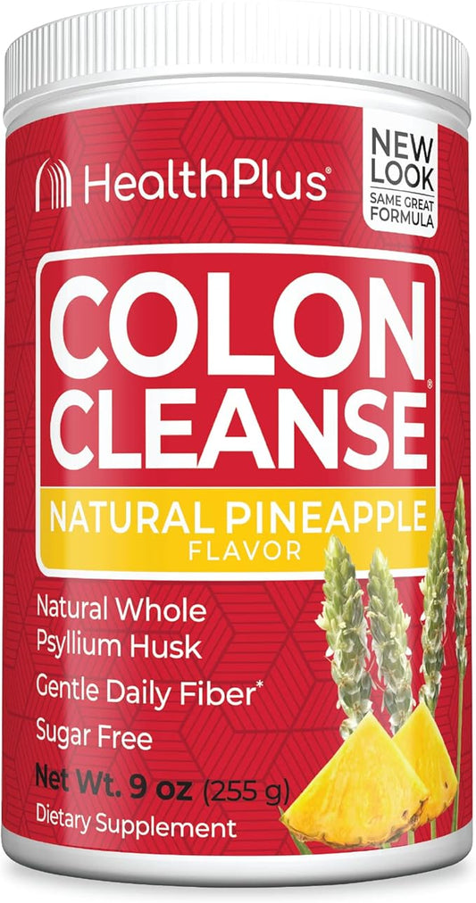 Health Plus Colon Cleanse - Natural Daily Fiber - No Artifical Flavors, Natural Sweetener, Gluten Free, Detox, Heart Healthy, Pineapple Flavor (9 Ounces, 36 Servings)