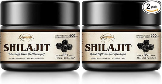 Shilajit Pure Himalayan Organic Shilajit Resin - 600mg Maximum Potency Natural Organic Shilajit Resin with 85+ Trace Minerals & Fulvic Acid for Energy, Immune Support, 30 Grams (2 Pack)