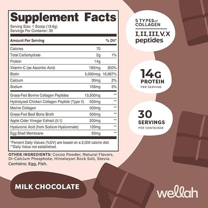 The Afterglow Multi Collagen Protein + Beauty (30 Servings, Chocolate) - Hair, Skin, Nail & Joint Support - Non-GMO & Gluten Free