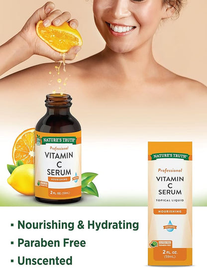 Nature's Truth Vitamin C Serum 2 oz | Oil For Face & Skin | Nourishing & Unscented