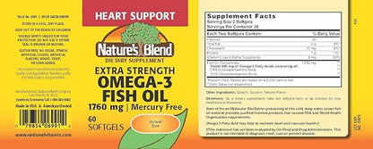Nature's Blend Fish Oil 1760 mg Omega 3 Extra Strength - 60 Softgels